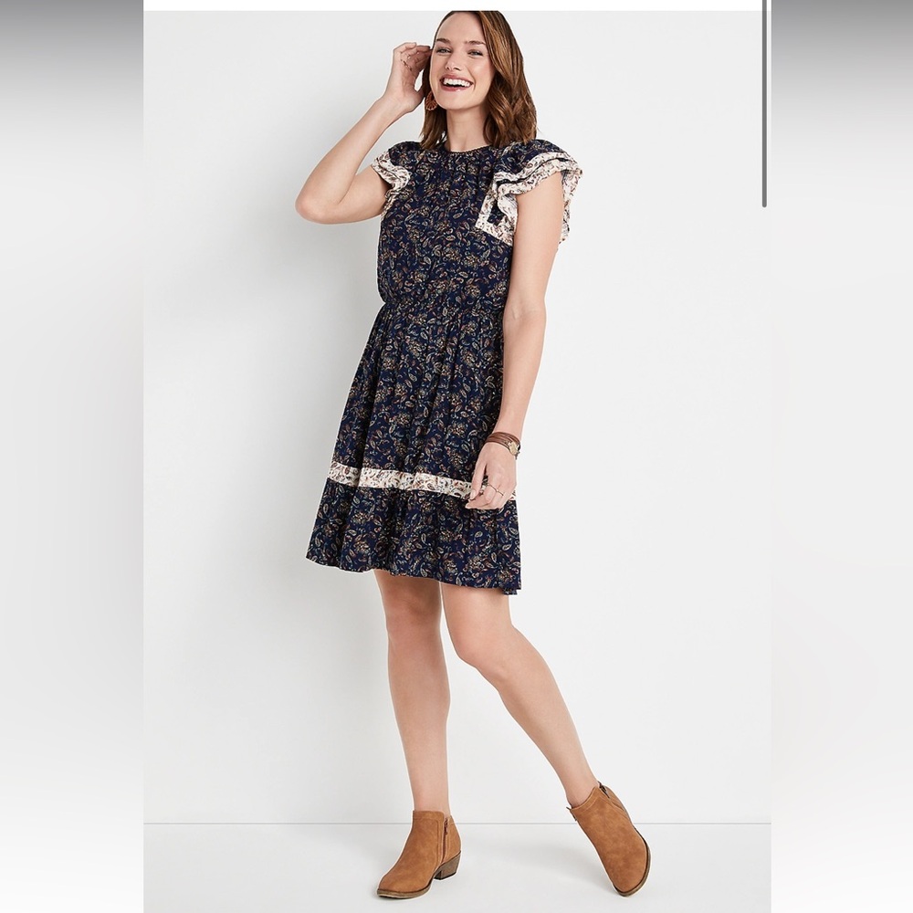 Maurice’s Blue Paisley Mini Dress women’s XS